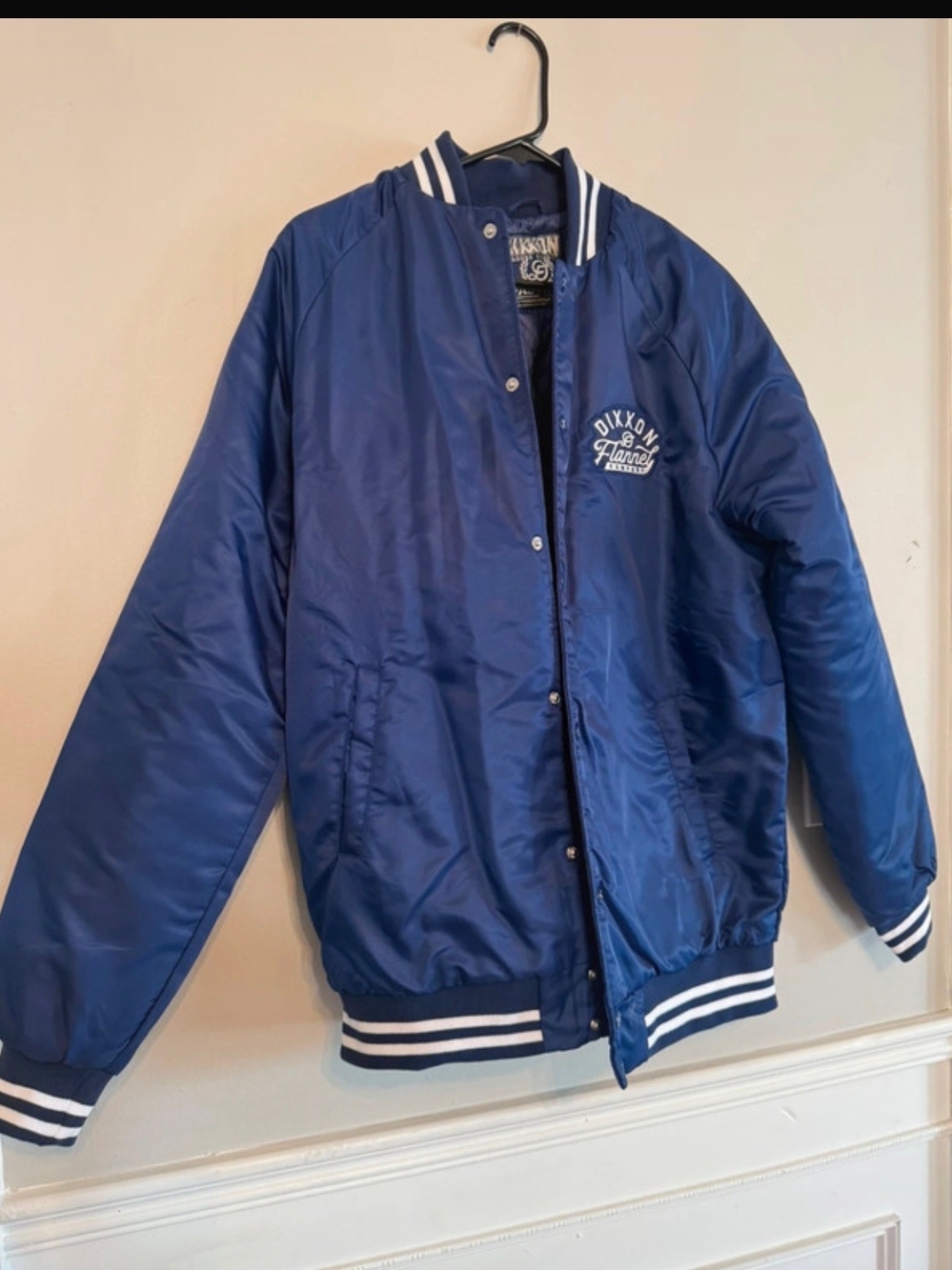 DIXXON Quilted Navy Varsity Jacket with Branded Trim
